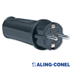 Utikač dvopolni CONEL masivni crni Aling conel