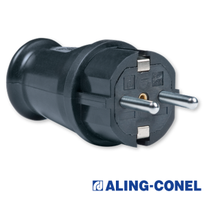 Utikač dvopolni masivni medium crni Aling conel
